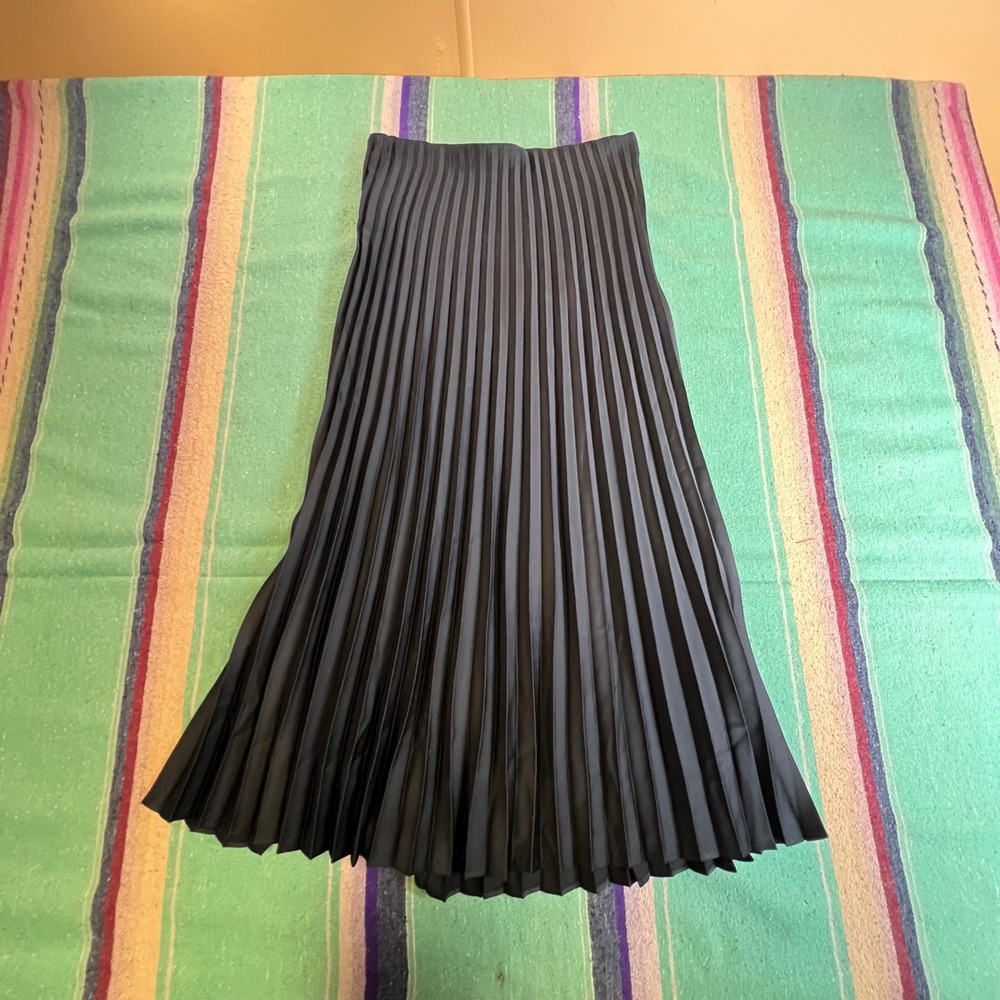 J.Crew Pleated Midi Skirt Women XXS Black Accordion Elastic Waist Professional